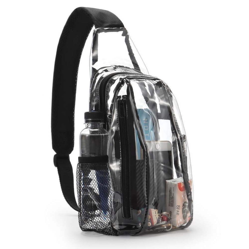 Clear Sling shoulder Bag with Black Accents. NWOT🔴